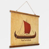 Red Sail Vikingschip II Hangend Wandkleed (Gebogen)