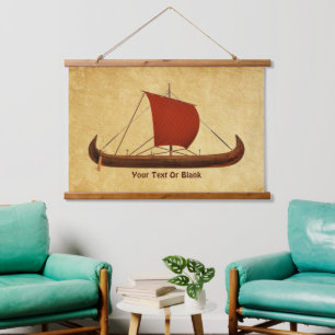 Red Sail Vikingschip II Hangend Wandkleed
