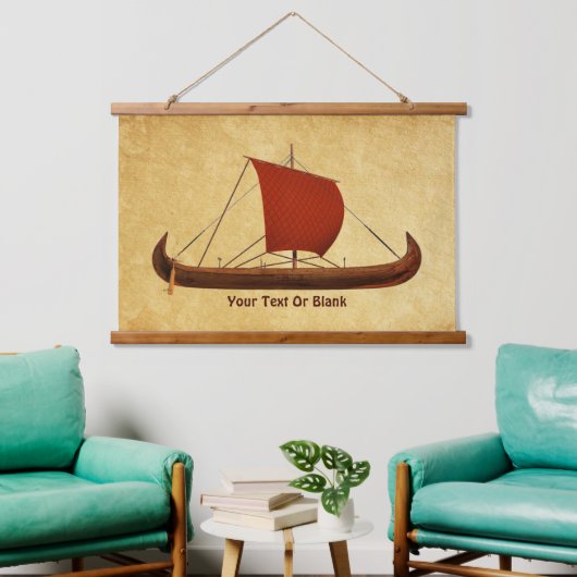 Red Sail Vikingschip II Hangend Wandkleed (Woonkamer)