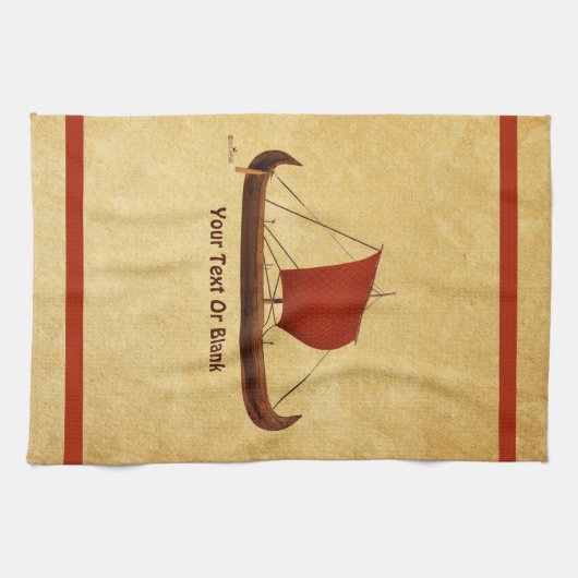 Red Sail Vikingschip II Theedoek (Horizontaal)