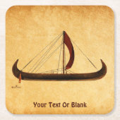 Red Sail Vikingschip Kartonnen Onderzetters (Voorkant)