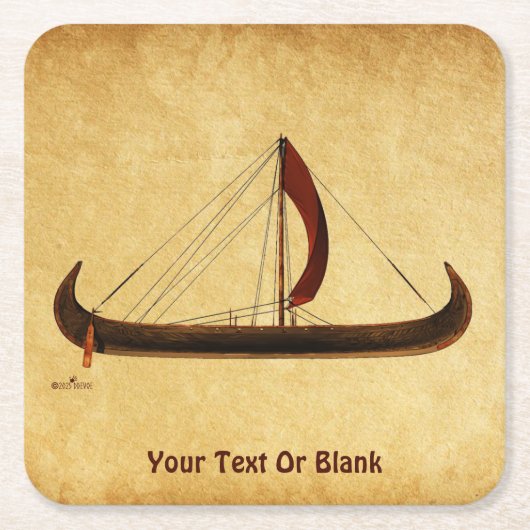 Red Sail Vikingschip Kartonnen Onderzetters (Voorkant)