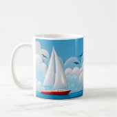Red Sailboat Cloud Koffiemok (Links)