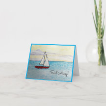 Red Sailboat- Vaar weg! blanco Wenskaart