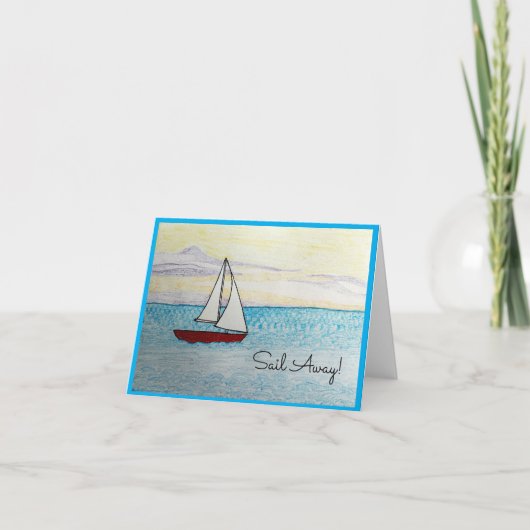 Red Sailboat- Vaar weg! blanco Wenskaart Notitiekaartje (Voorkant)