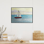 Red Sailboat- Vaar weg! Poster (Keuken)