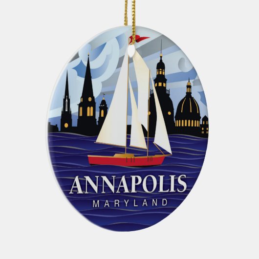Red Sailboot Annapolis MD Kustal Keramisch Ornament (Rechts)