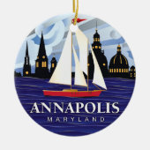 Red Sailboot Annapolis MD Kustal Keramisch Ornament (Voorkant)