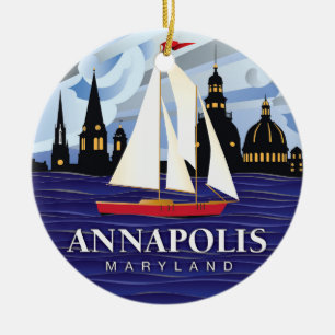 Red Sailboot Annapolis MD Kustal Keramisch Ornament