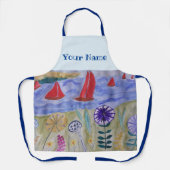 Red Sails & Flowers Apron Schort (Voorkant)