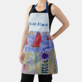 Red Sails & Flowers Apron Schort (Insitu)