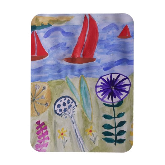 Red Sails & Flowers Flexible Magnet Magneet (Verticaal)