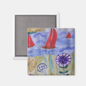 Red Sails & Flowers Magnet (Voorkant / Achterkant)