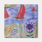 Red Sails & Flowers Magnet (Voorkant)