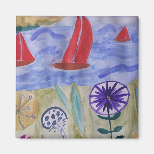 Red Sails & Flowers Magnet (Voorkant)