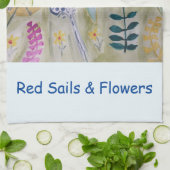 Red Sails & Flowers Tea Towel Theedoek (Gevouwen)