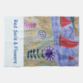 Red Sails & Flowers Tea Towel Theedoek (Horizontaal)