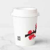 Red Sakura Blossom schilderij van Sara Motolanez Papieren Bekers (Rechts)