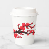 Red Sakura Blossom schilderij van Sara Motolanez Papieren Bekers (Voorkant)