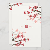 Red Sakura Cherry Blossom Flowers Chinese Weddensc (Voorkant / Achterkant)