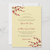 Red Sakura Cherry Blossom Modern Asian Wedding Kaart (Voorkant)