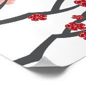Red Sakura Double Happiness Chinese Wedding Sign Poster (Hoek)