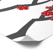 Red Sakura Double Happiness Chinese Wedding Sign Poster (Hoek)