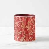 RED SAKURA FLOWERS Antiek Japans Floral Pattern Mok (Midden)
