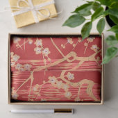 RED SAKURA FLOWERS Antiek Japans Floral Pattern Tissuepapier (Geschenk)