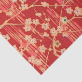 RED SAKURA FLOWERS Antiek Japans Floral Pattern Tissuepapier (Detail)