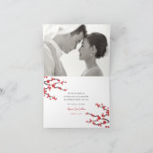 Red Sakura Flowers Cherry Blossom Asian Wedding Bedankkaart (Binnen)