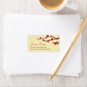 Red Sakura Flowers Cherry Blossom Asian Wedding Etiket