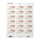 Red Sakura Flowers Cherry Blossom Asian Wedding Etiket (Full Sheet)