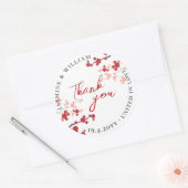Red Sakura Flowers Cherry Blossom Asian Wedding Ronde Sticker (Envelop)