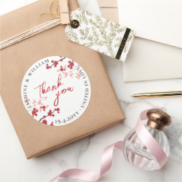 Red Sakura Flowers Cherry Blossom Asian Wedding Ronde Sticker