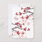 Red Sakura Flowers Cherry Blossom Asian Wedding RSVP Kaartje (Achterkant)