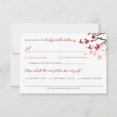 Red Sakura Flowers Cherry Blossom Asian Wedding RSVP Kaartje (Voorkant)