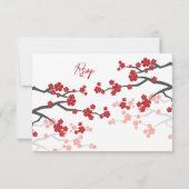 Red Sakura Flowers Cherry Blossom Asian Wedding RSVP Kaartje (Achterkant)