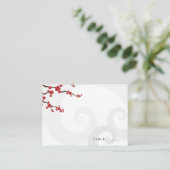 Red Sakura Flowers Cherry Blossom Swirls Weddensch Plaatskaartje (Staand voorkant)