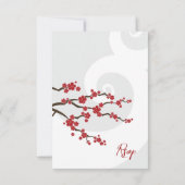 Red Sakura Flowers Cherry Blossom Swirls Weddensch RSVP Kaartje (Achterkant)