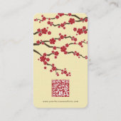 Red Sakura Flowers Oriental Chic Cherry Blossom Visitekaartje (Achterkant)