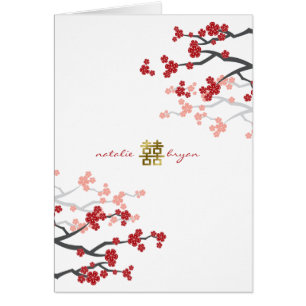 Red Sakura Gold Double Happiness Chinese bruiloft
