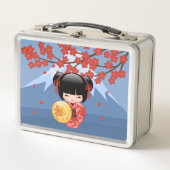 Red Sakura Kokeshi Doll - Cute Geisha Girl (Voorkant)