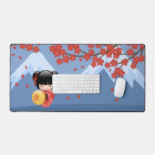 Red Sakura Kokeshi Doll - Cute Geisha Girl Bureaumat (Keyboard & Muis)