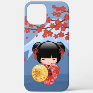 Red Sakura Kokeshi Doll - Cute Geisha Girl Case-Mate iPhone Case
