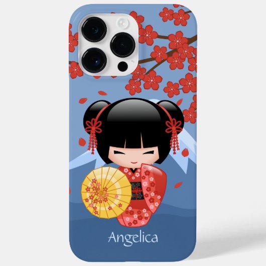 Red Sakura Kokeshi Doll - Cute Geisha Girl Case-Mate iPhone Case (Achterkant)