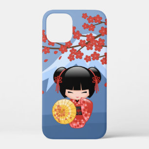Red Sakura Kokeshi Doll - Cute Geisha Girl Case-Mate iPhone Case