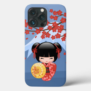 Red Sakura Kokeshi Doll - Cute Geisha Girl Case-Mate iPhone Case
