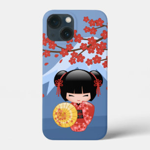 Red Sakura Kokeshi Doll - Cute Geisha Girl Case-Mate iPhone Case