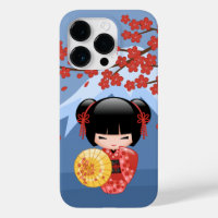 Red Sakura Kokeshi Doll - Cute Geisha Girl